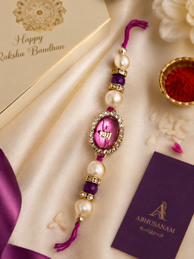 Purple Pearl Charm Rakhi