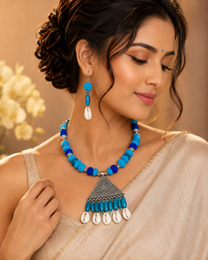Turquoise Cowrie Statement Set