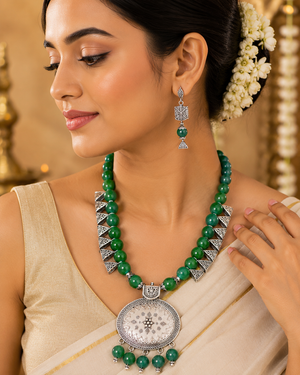 Emerald Green Statement Necklace Set