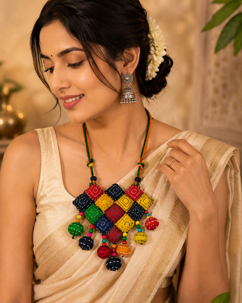 Artisan Handcrafted Fabric Pendant Set