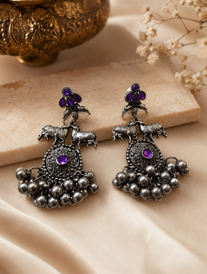 Vintage Purple Statement Earrings