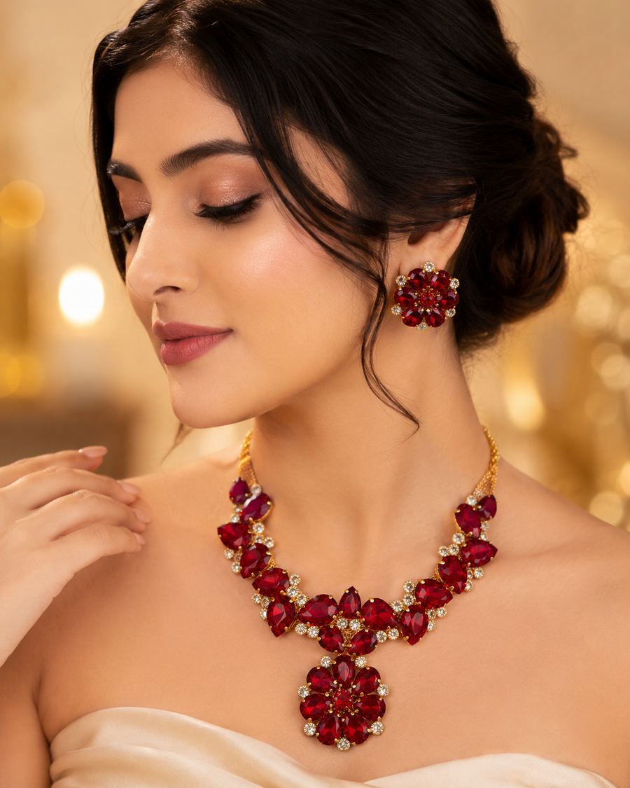 Royal Ruby Floral Set
