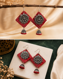 Crimson Bloom Fabric Earrings
