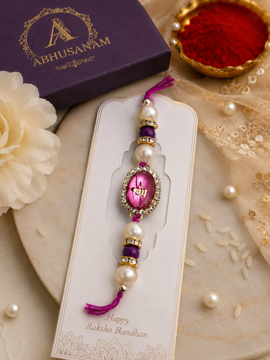 Purple Pearl Charm Rakhi