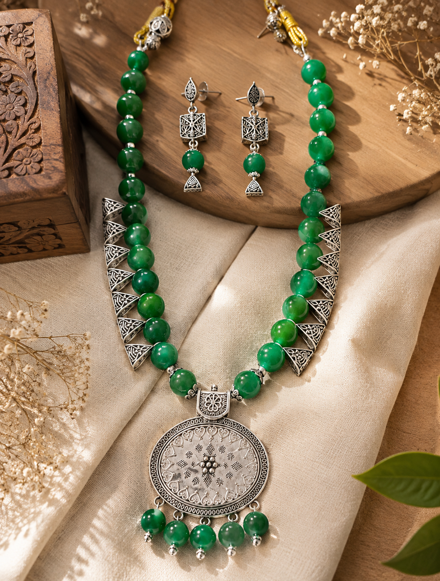 Emerald Green Statement Necklace Set
