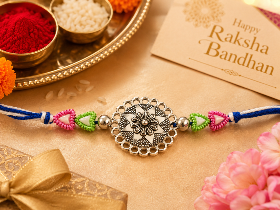 Silver Blossom Rakhi