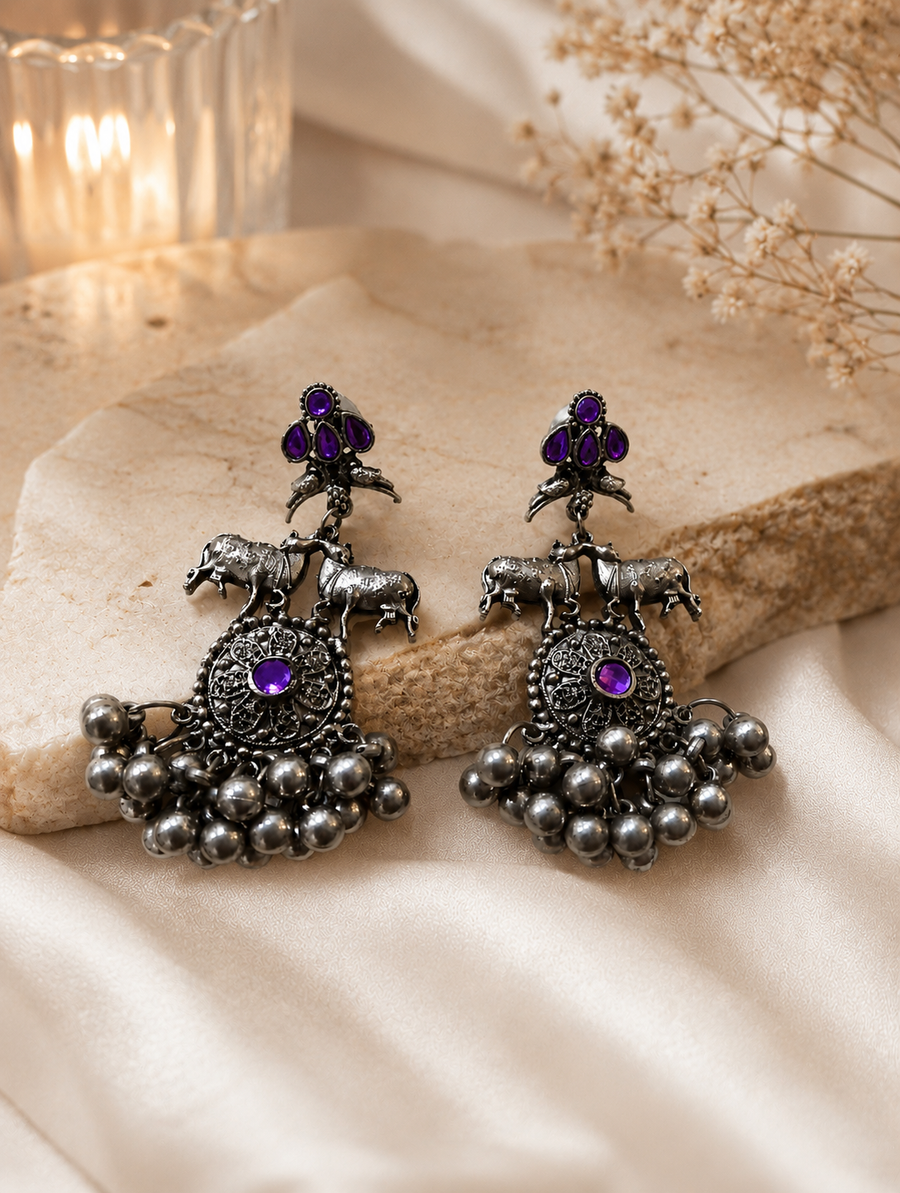 Vintage Purple Statement Earrings